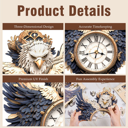 Eagle – Wooden 3D Clock DIY Puzzle Kit