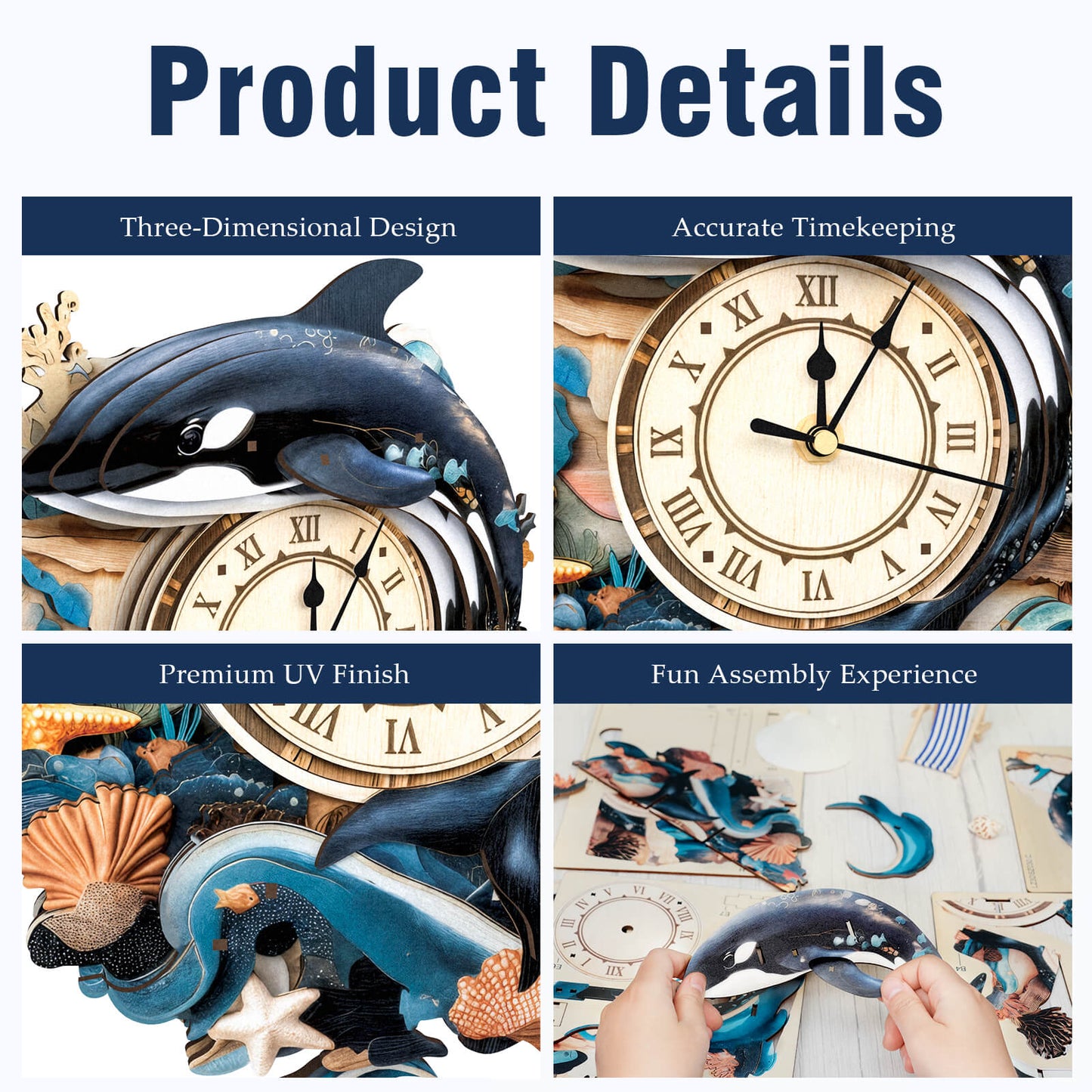 Killer Whale – Wooden 3D Clock DIY Puzzle Kit
