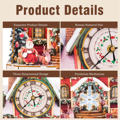 Christmas House – Wooden 3D Clock DIY Puzzle Kit