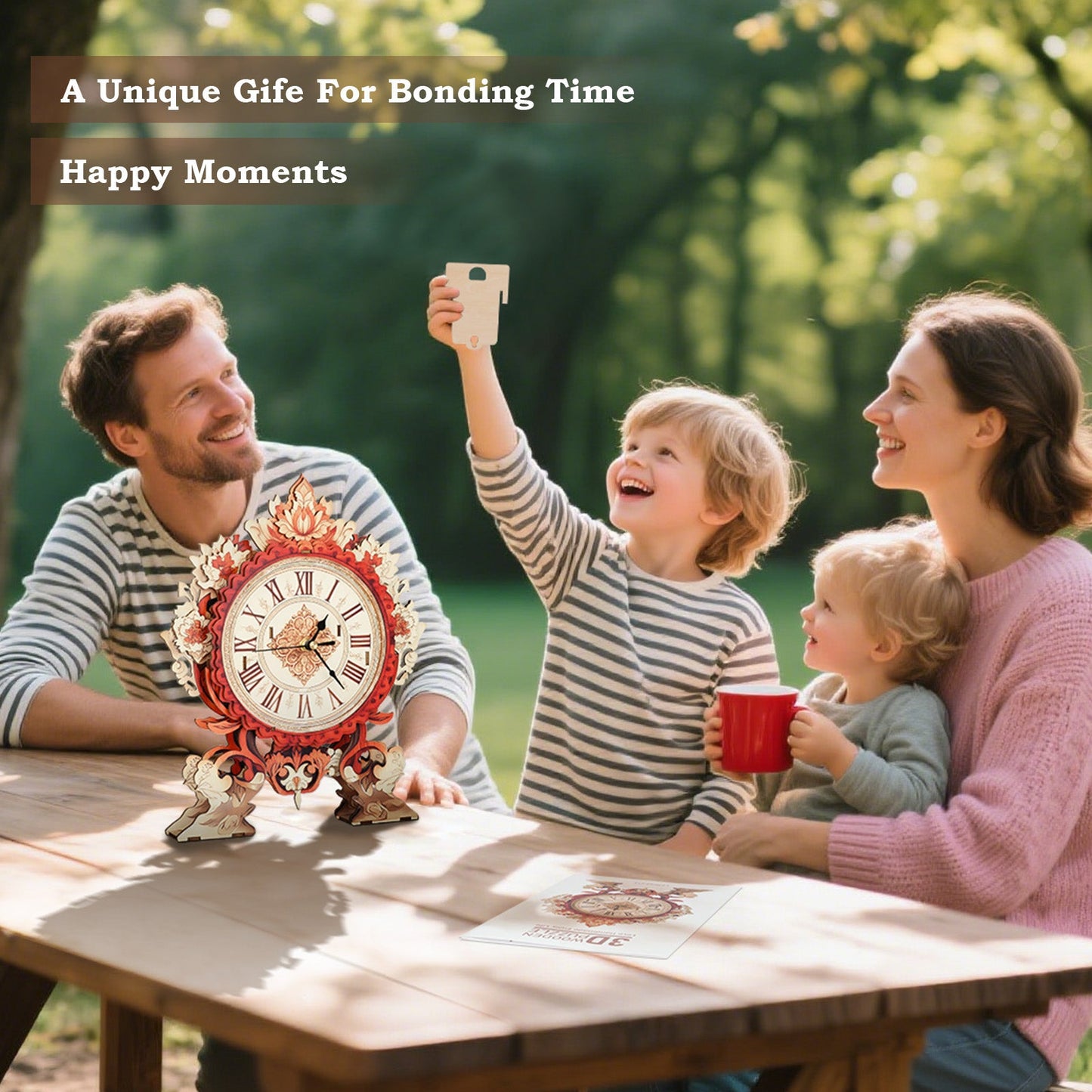 Fire Flame Flower – Wooden 3D Clock DIY Puzzle Kit