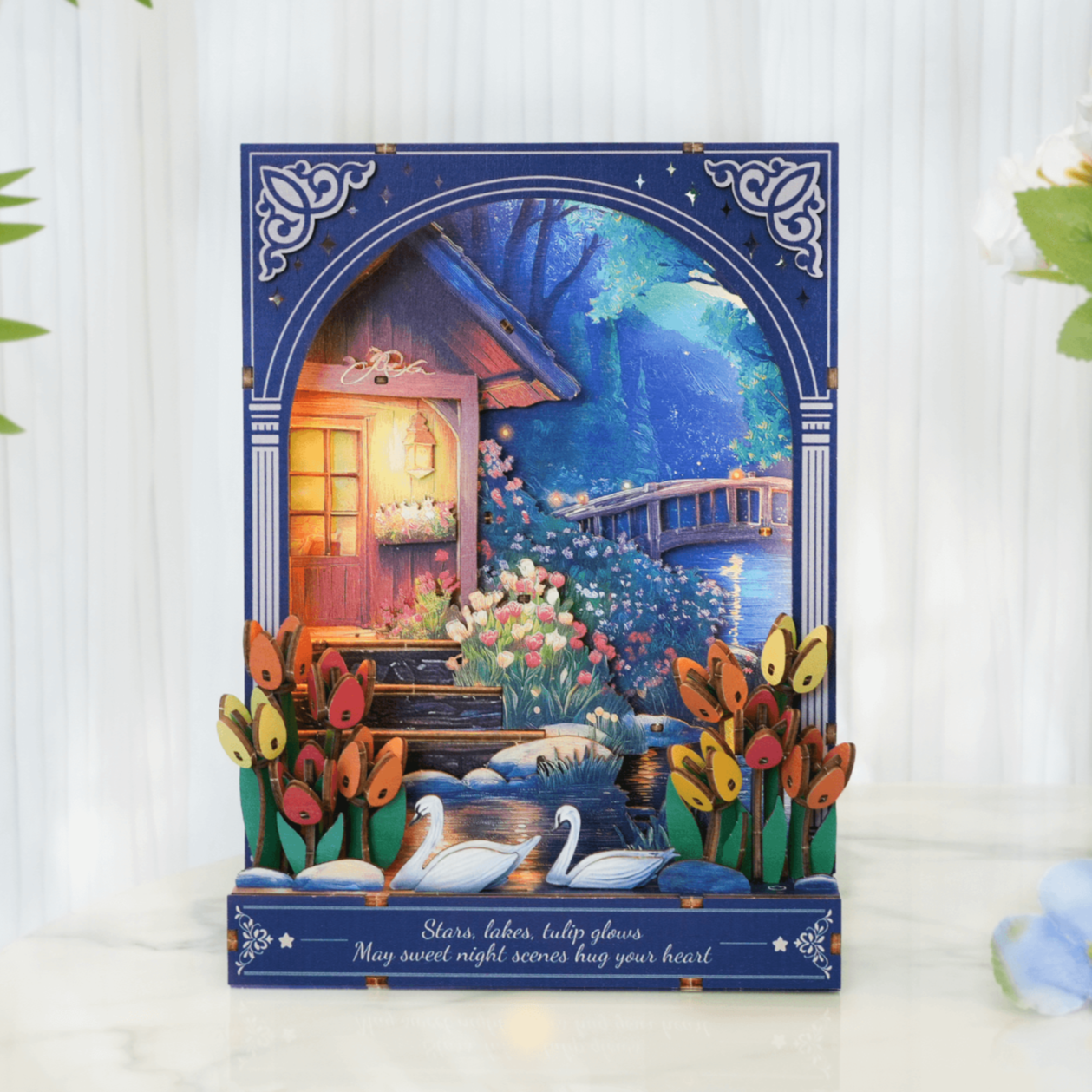 Tulip Nocturne Window — 3D Wooden Wall Art DIY Kit