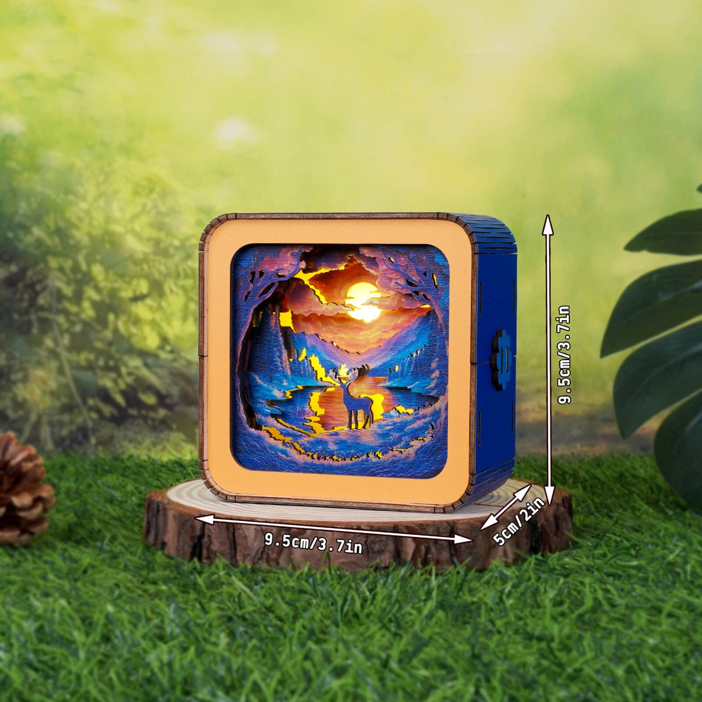3D wooden puzzle night light showcasing a deer in a forest scene, perfect for nature lovers and puzzle enthusiasts.