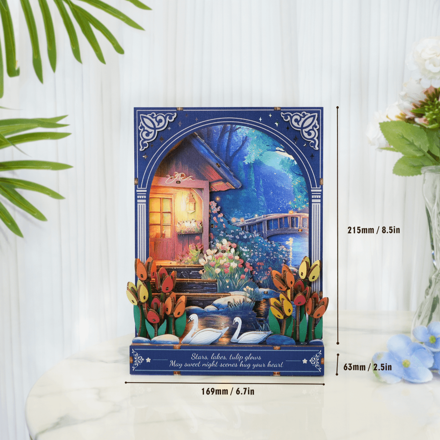 Tulip Nocturne Window — 3D Wooden Wall Art DIY Kit