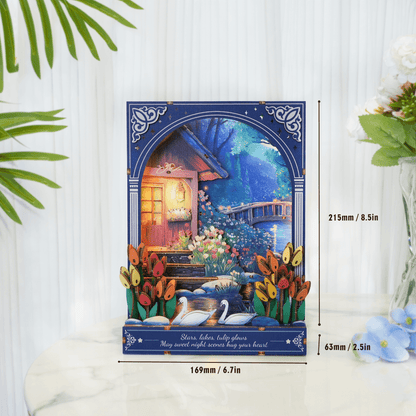 Tulip Nocturne Window — 3D Wooden Wall Art DIY Kit