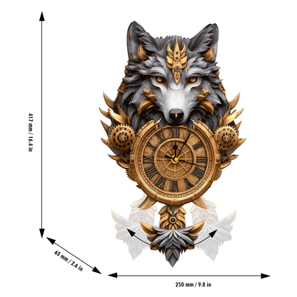 Gray Wolf – Wooden 3D Clock DIY Puzzle Kit