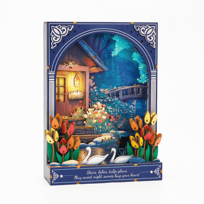 Tulip Nocturne Window — 3D Wooden Wall Art DIY Kit