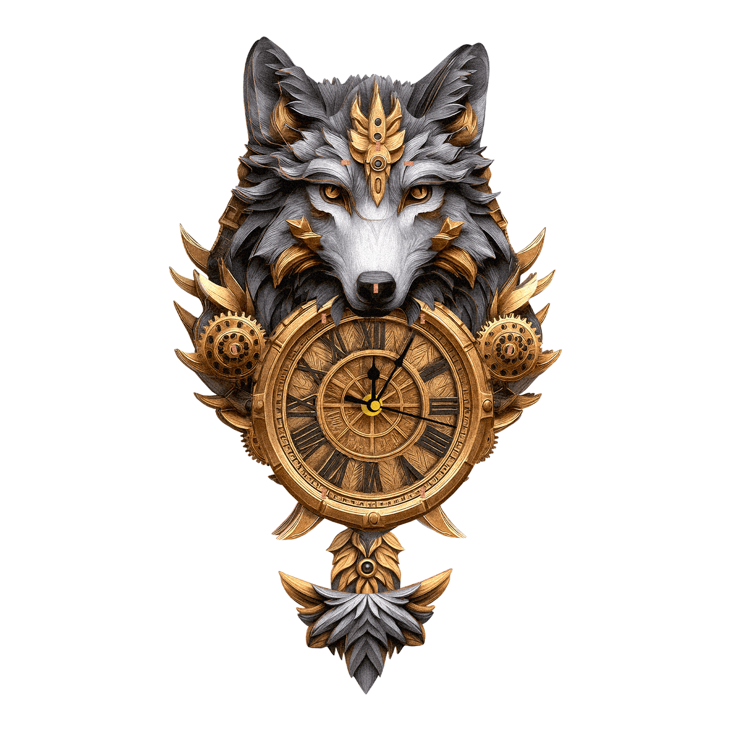Gray Wolf – Wooden 3D Clock DIY Puzzle Kit