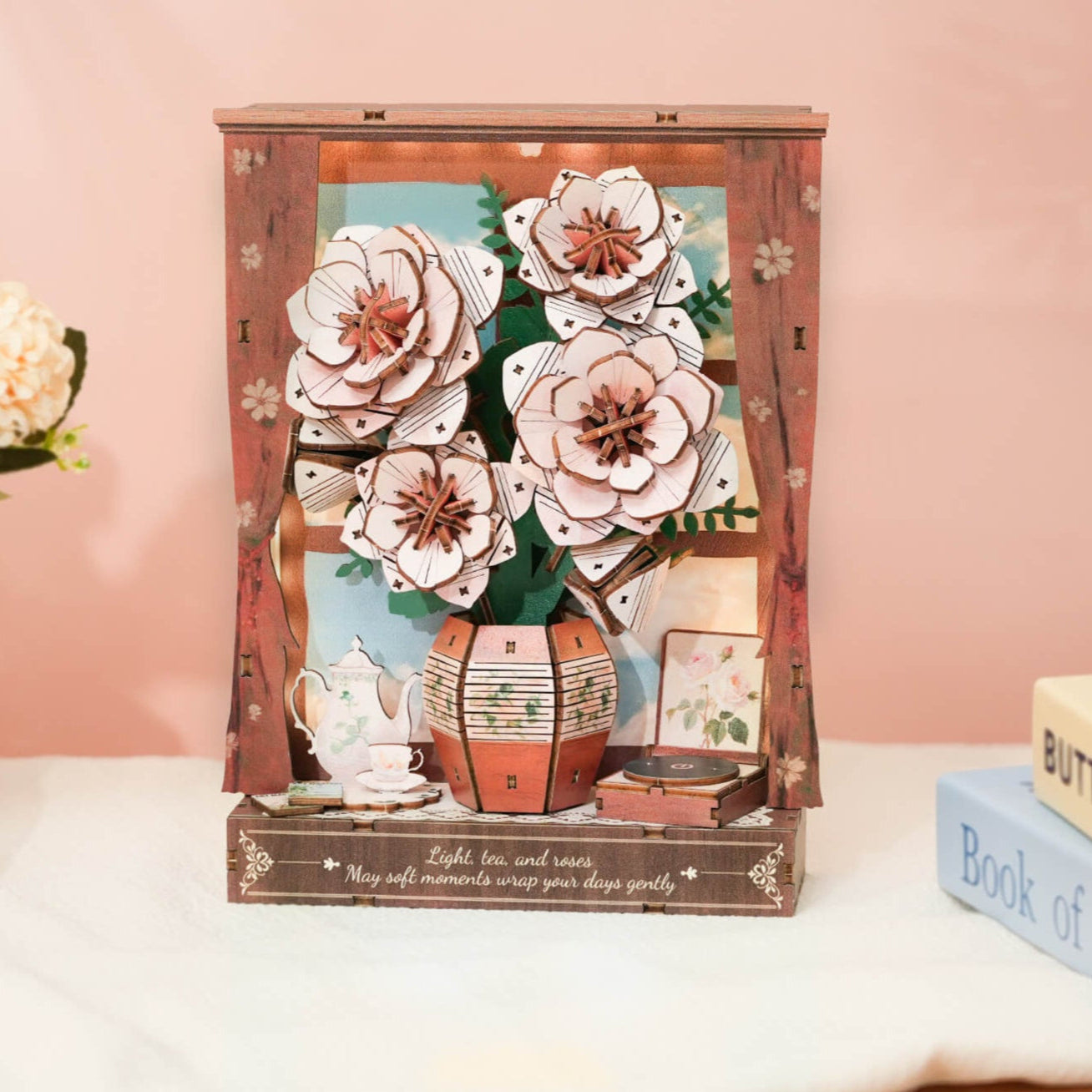 Crimson Rose Window — 3D Wooden Wall Art DIY Kit