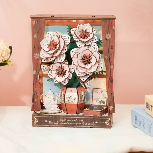 Crimson Rose Window — 3D Wooden Wall Art DIY Kit