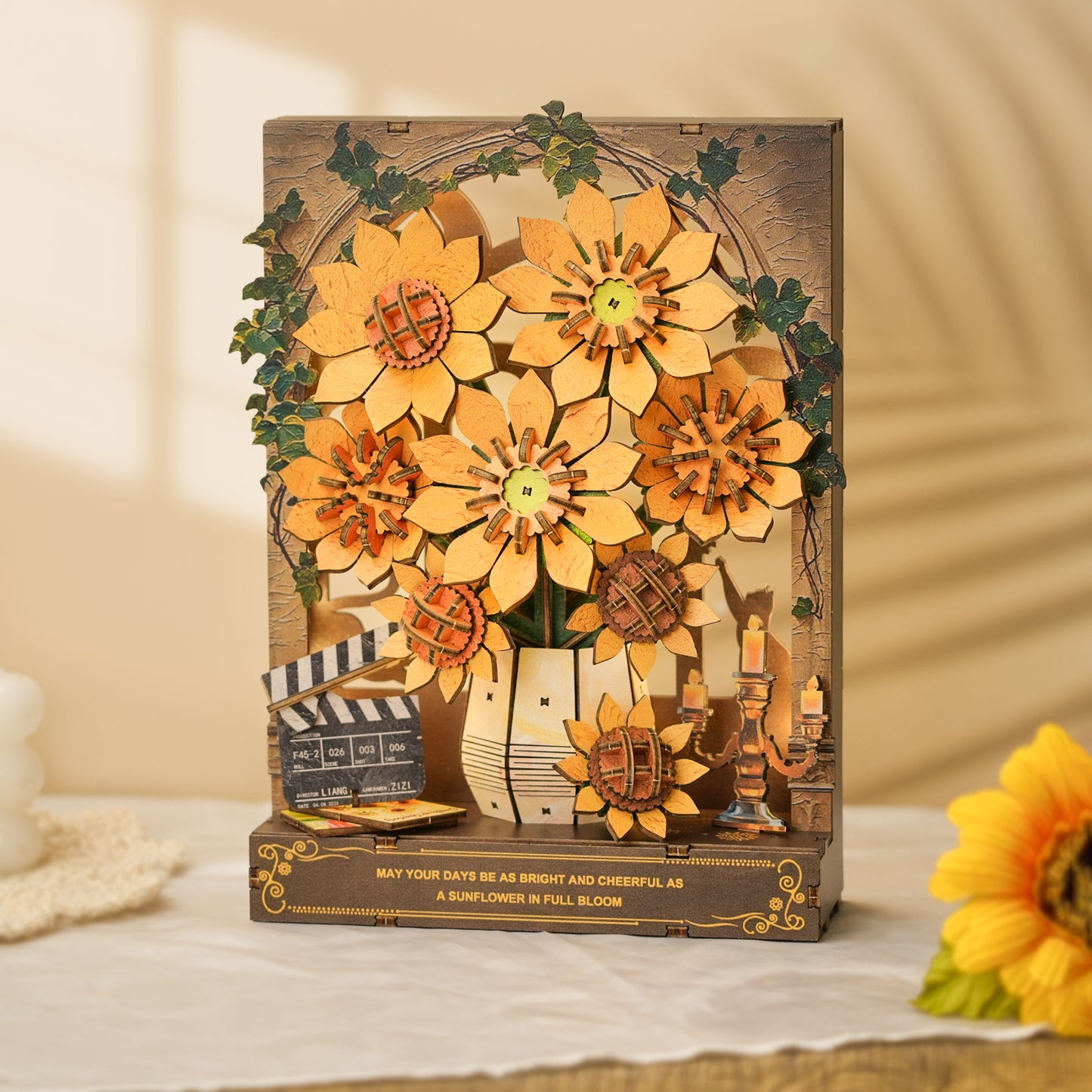 Sunflower at the Window — 3D Wooden Wall Art DIY Kit