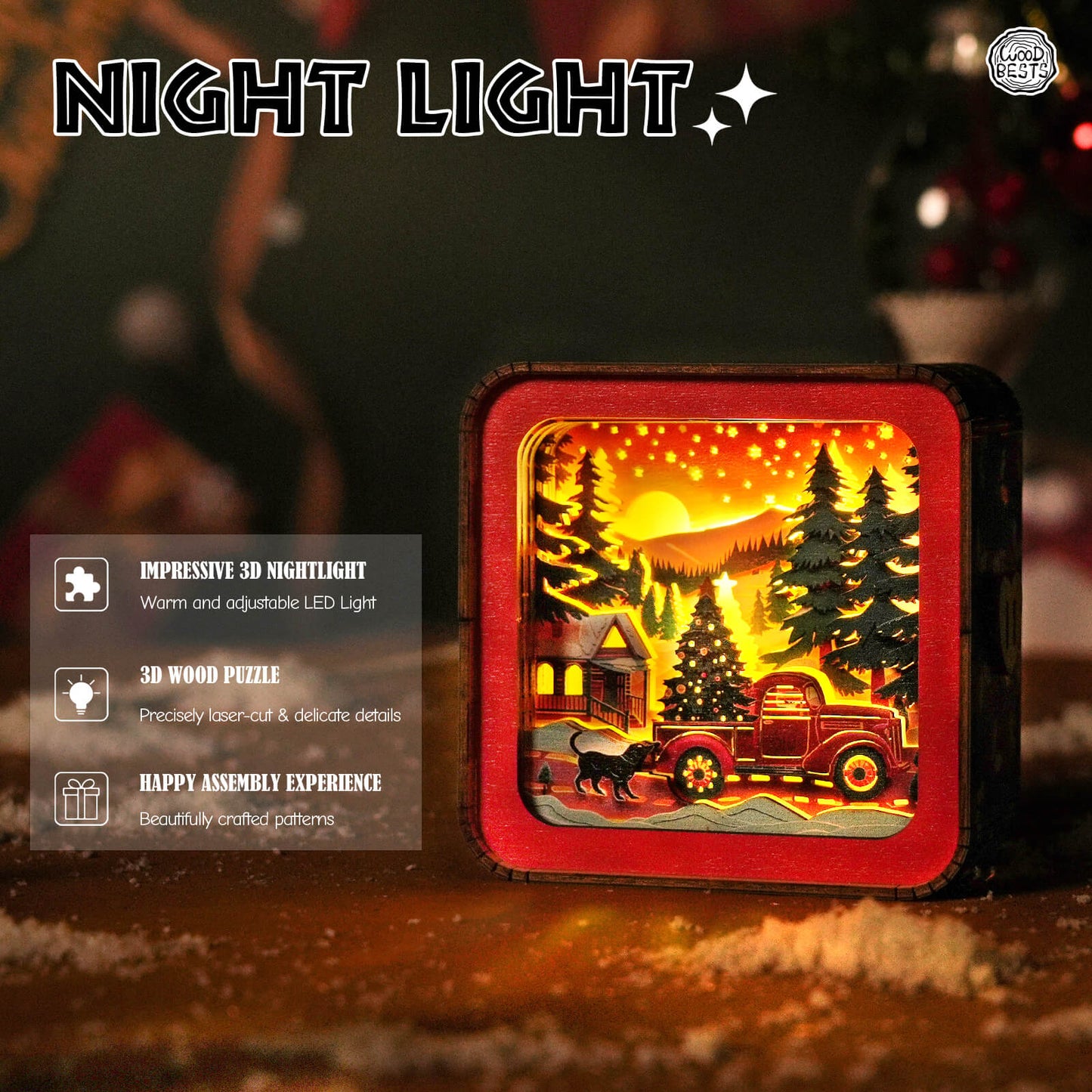 Christmas Truck - 3D Wooden Night Light DIY Kit