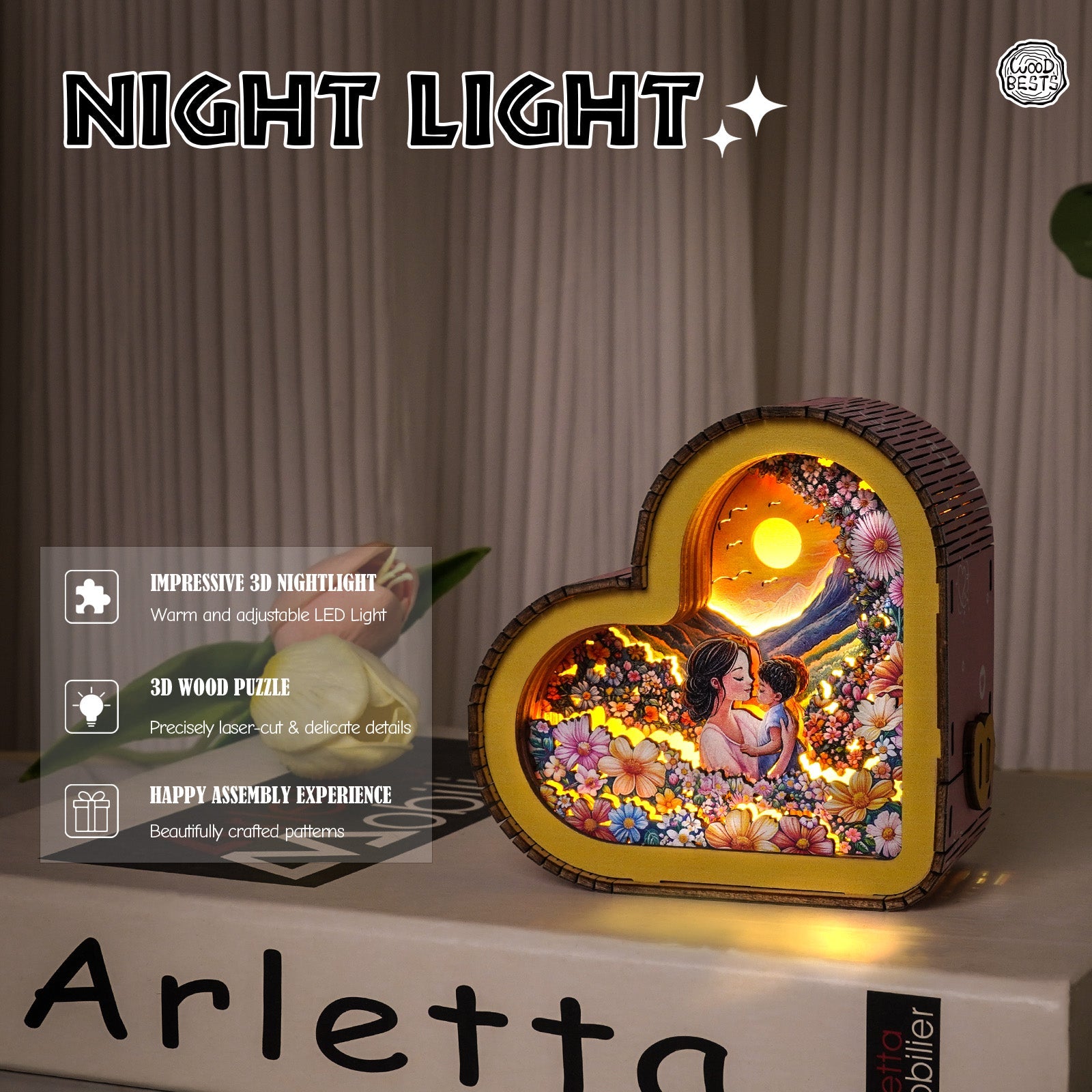 新品★V系★NEVERLAND【Heart sleep】CD＋DVD★3点セット Woodbests 3D Wooden Puzzle Night Light, 3D Puzzle Night Lamp - A