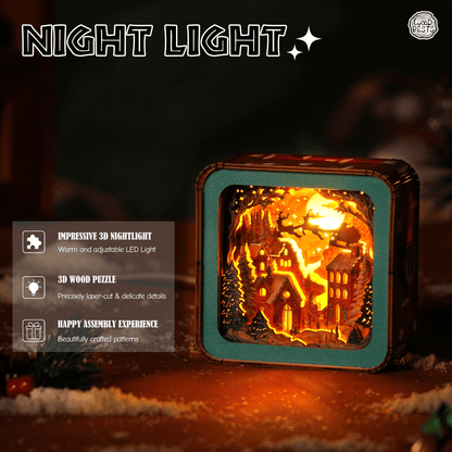 Wonderful Christmas Eve - 3D Wooden Night Light DIY Kit