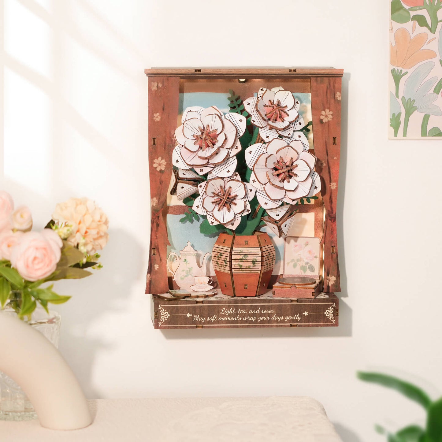 Crimson Rose Window — 3D Wooden Wall Art DIY Kit