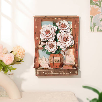Crimson Rose Window — 3D Wooden Wall Art DIY Kit