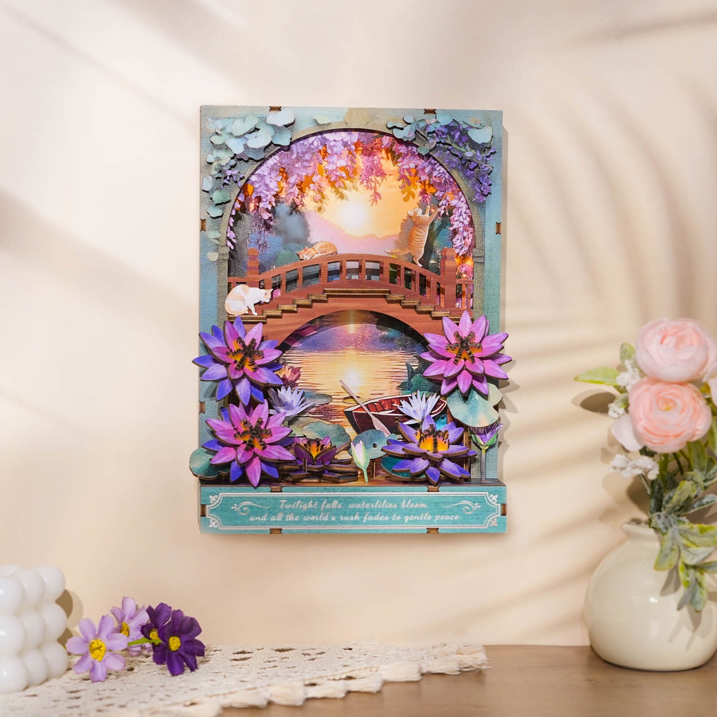 Twilight Lotus Whisper — 3D Wooden Wall Art DIY Kit
