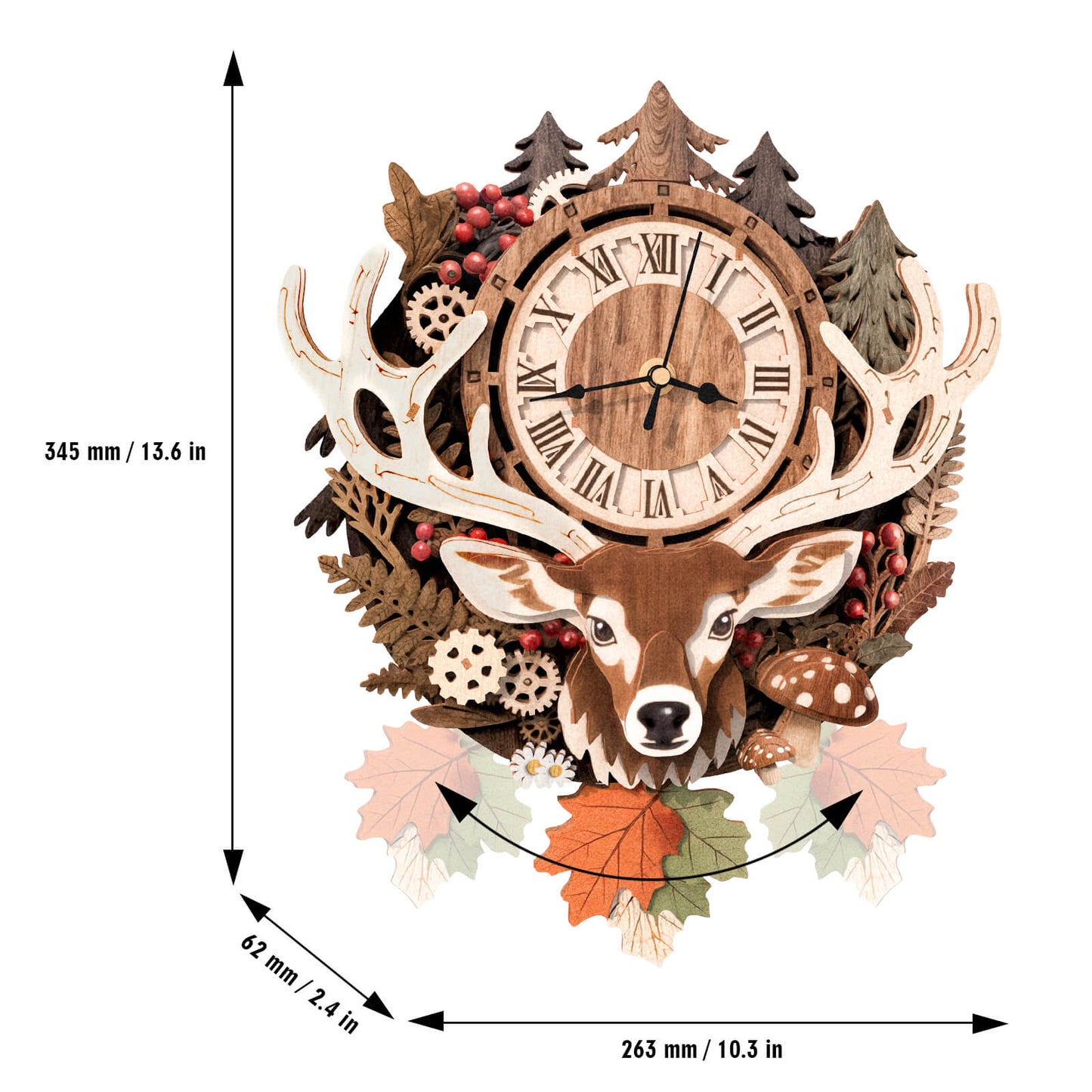 Reindeer –  Wooden 3D Clock DIY Puzzle Kit