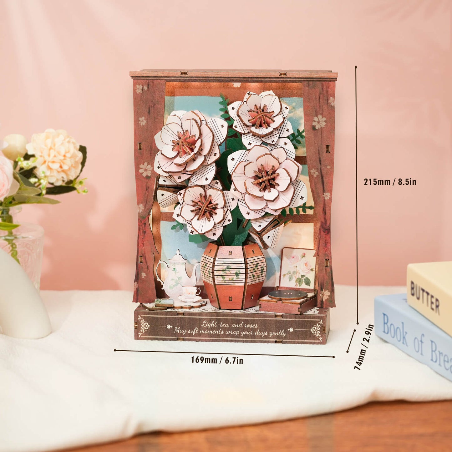 Crimson Rose Window — 3D Wooden Wall Art DIY Kit