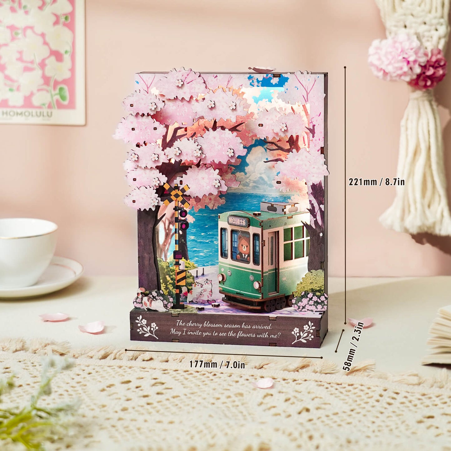 Sakura Rendezvous – DIY Wooden Painting, 3D Puzzle Craft Kit
