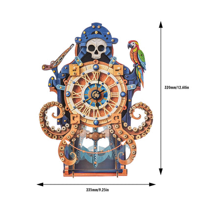 Octopus Sea Monster  – Wooden 3D Clock DIY Puzzle Kit