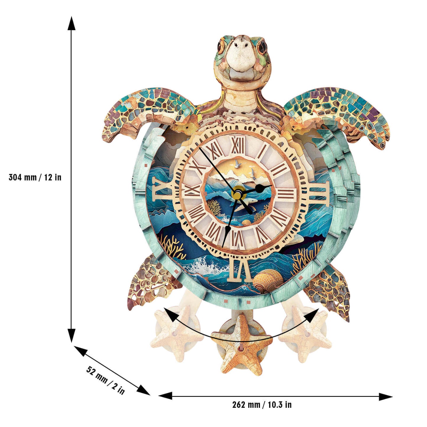 Sea turtles – Wooden 3D Clock DIY Puzzle Kit