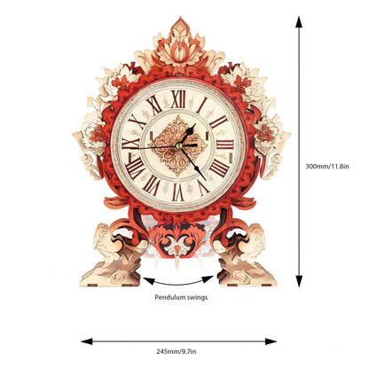 Fire Flame Flower – Wooden 3D Clock DIY Puzzle Kit