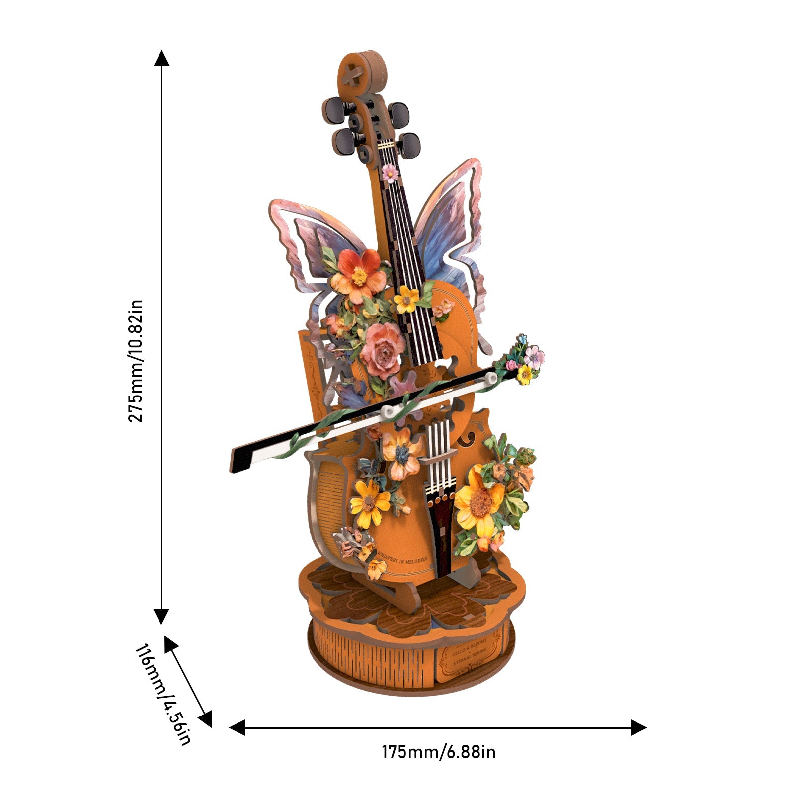 Flower Cello– DIY Wooden Music Box, 3D Puzzle Craft Kit – KadaJoy