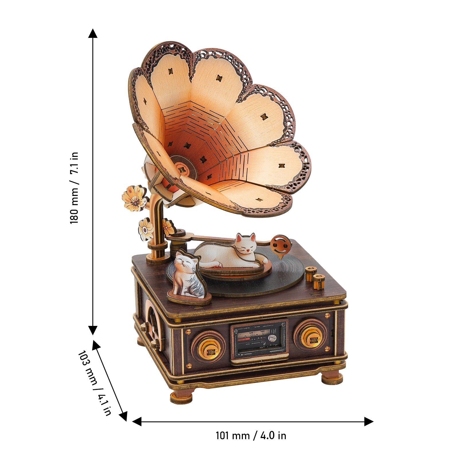 Nostalgic Cats – DIY Wooden Music Box, 3D Puzzle Craft Kit – KadaJoy