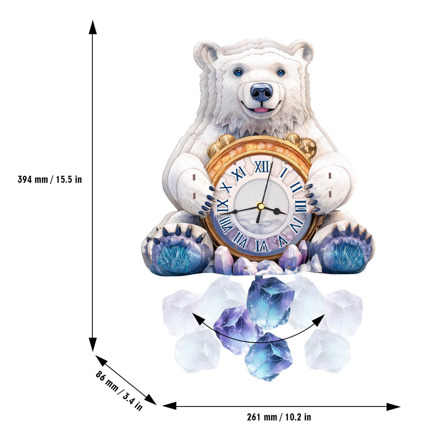 Polar bears – Wooden 3D Clock DIY Puzzle Kit