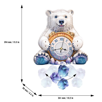 Polar bears – Wooden 3D Clock DIY Puzzle Kit