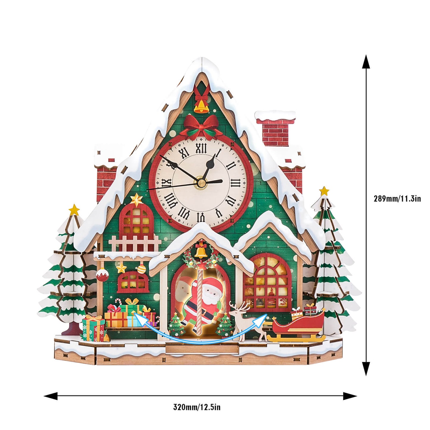 Christmas Snow House – Wooden 3D Clock DIY Puzzle Kit